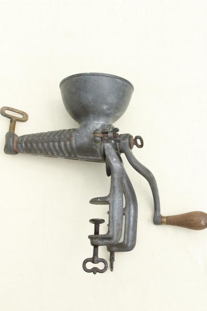 photo of 1880s antique kitchen tool, Enterprise fruit press, hand crank crusher juice squeezer #7