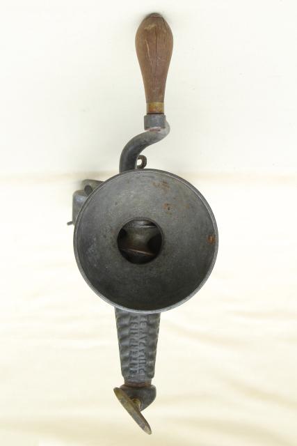 photo of 1880s antique kitchen tool, Enterprise fruit press, hand crank crusher juice squeezer #9