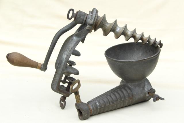 photo of 1880s antique kitchen tool, Enterprise fruit press, hand crank crusher juice squeezer #12