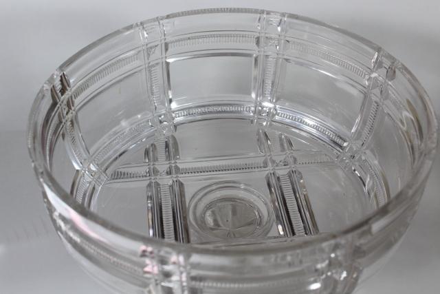 photo of 1880s antique pressed glass compote bowl w/ lid, Duncan EAPG Iowa or Cryptic Zipper pattern #12
