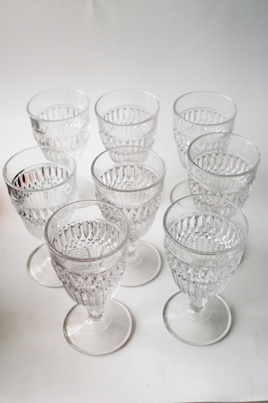 photo of 1890s EAPG pitcher & goblets set, antique US Glass loop w/ dewdrop pressed pattern #9