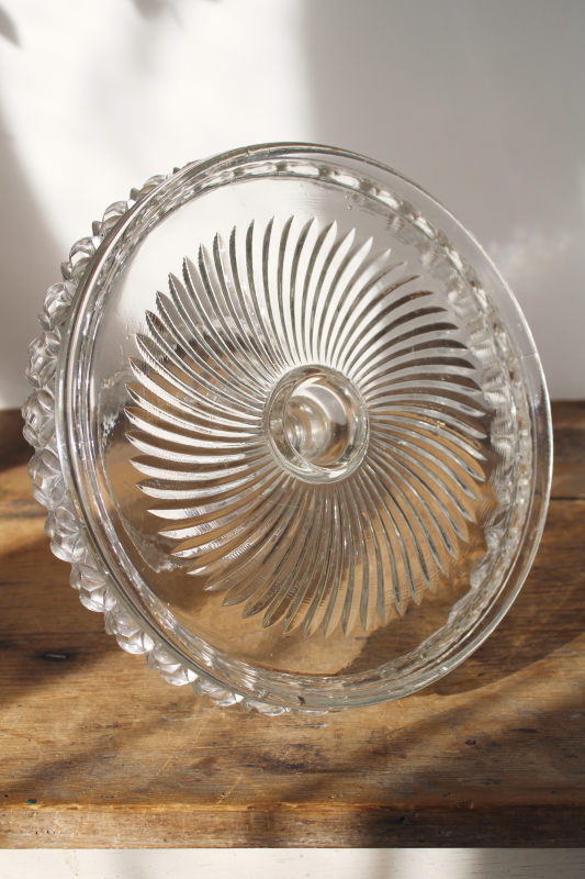 photo of 1890s antique EAPG Flint glass cake stand rum well plate, Spokane pattern  #2