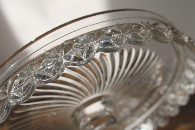 photo of 1890s antique EAPG Flint glass cake stand rum well plate, Spokane pattern  #4