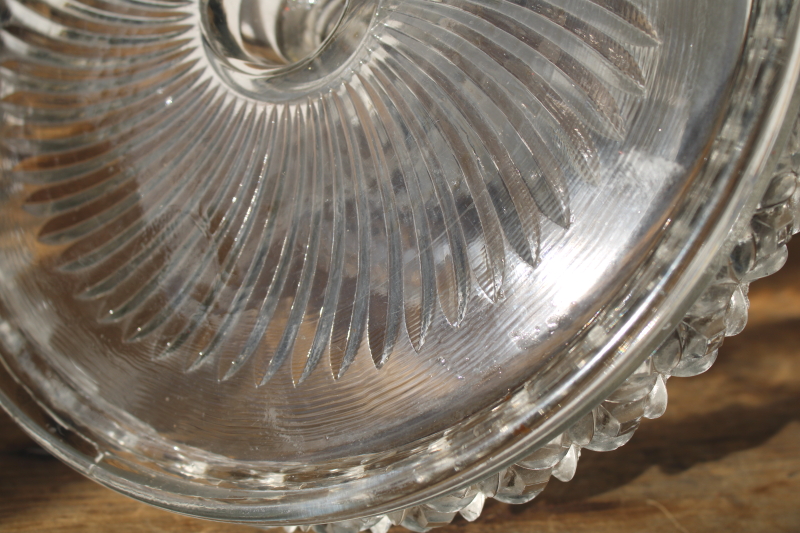 photo of 1890s antique EAPG Flint glass cake stand rum well plate, Spokane pattern  #5