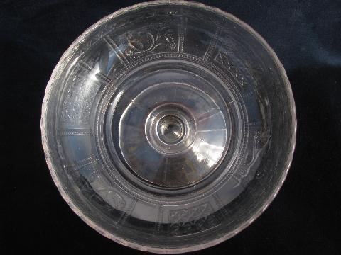 photo of 1890s antique EAPG pressed glass comport bowl, paneled forget-me-not pattern #2