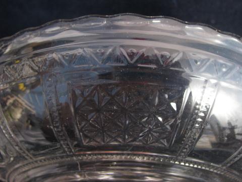 photo of 1890s antique EAPG pressed glass comport bowl, paneled forget-me-not pattern #4