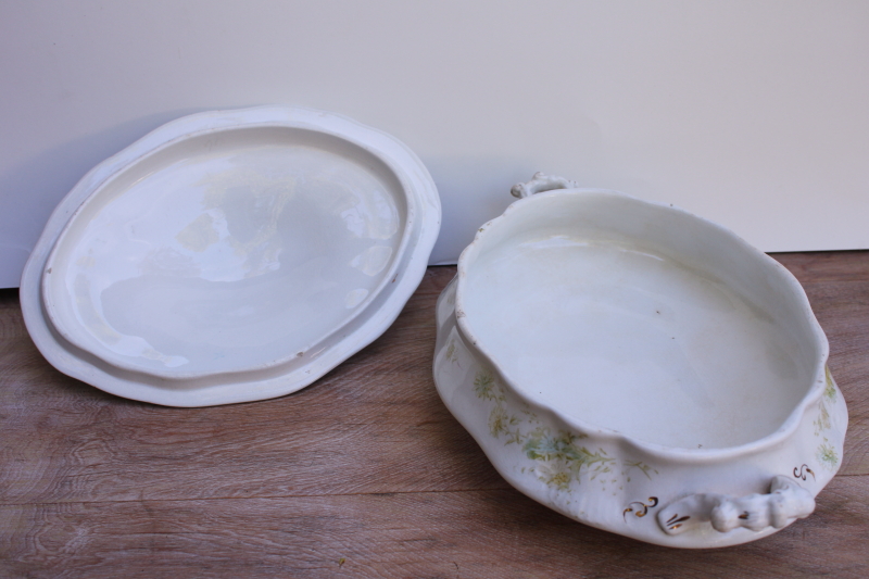 1890s antique WH Grindley England china serving bowl w/ cover, Fleur ...