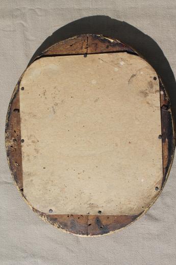 photo of 1890s antique oak leaf & acorn oval wood frame, holds 1940s vintage kitten print! #6