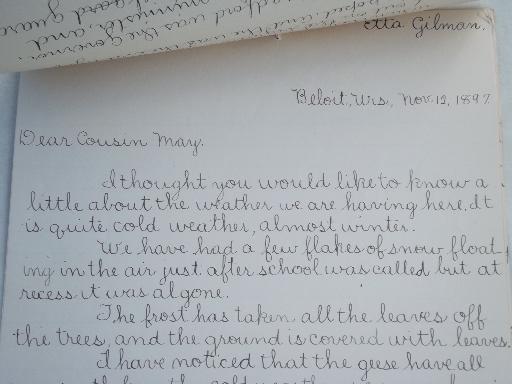 photo of 1890s schoolgirl's old letters & school compositions, hand written in ink #4