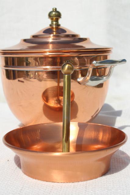photo of 1890s vintage Manning Bowman copper coffee pot basket for samovar, antique percolator #2