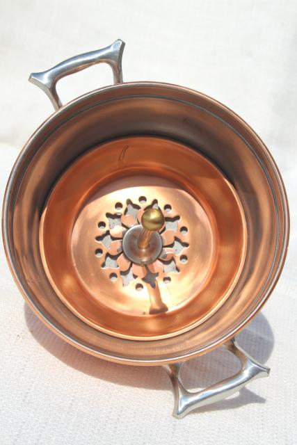 photo of 1890s vintage Manning Bowman copper coffee pot basket for samovar, antique percolator #5