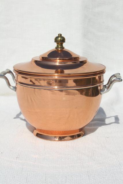 photo of 1890s vintage Manning Bowman copper coffee pot basket for samovar, antique percolator #8