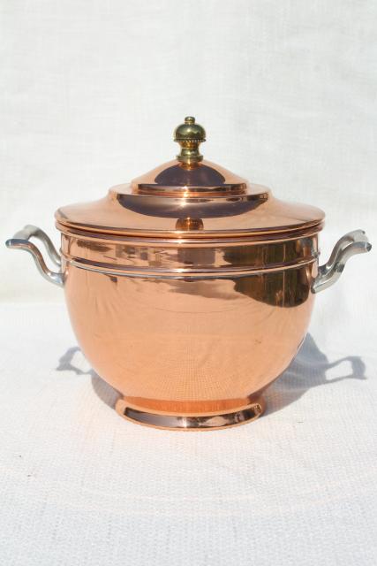 photo of 1890s vintage Manning Bowman copper coffee pot basket for samovar, antique percolator #10
