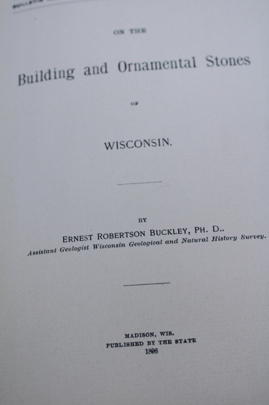 photo of 1896 Building & Ornamental Stones, 1901 Clays & Clay Industries of Wisconsin, antique books Wisconsin regional products  #2