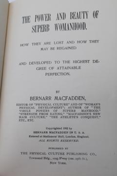 catalog photo of 1901 vintage Physical Culture of Woman, antique book exercises health natural female beauty & strength 
