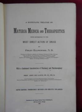 catalog photo of 1905 Materia Medica Therapeutics and Pharmacognosy, antique medical text