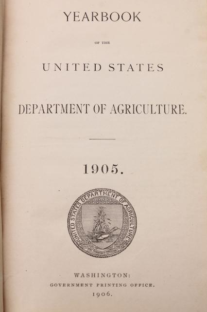 photo of 1905 US Department of Agriculture yearbook, antique vintage USDA farm year book #4