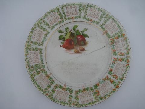 photo of 1909 - 1910 antique china calendar plates lot #3