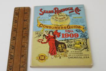 catalog photo of 1909 Sears catalog reprint, 1970s vintage reproduction small paperback book 