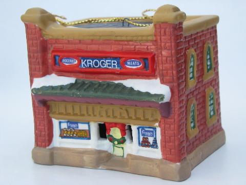 photo of 1910 and 1930 Kroger grocery stores, 1990s Kroger's Christmas ornaments #2