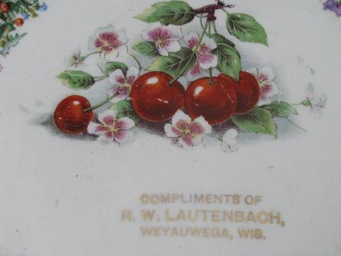 photo of 1910 store premium calendar plate, R W Lautenbach Weyauwega Wisconsin #2