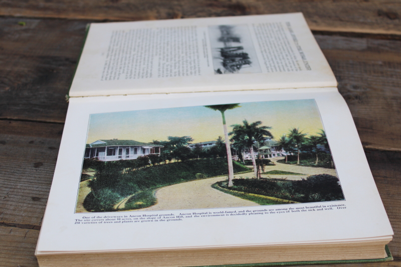 photo of 1915 antique book photos & story of the Panama Canal, embossed gold & green cloth cover #6