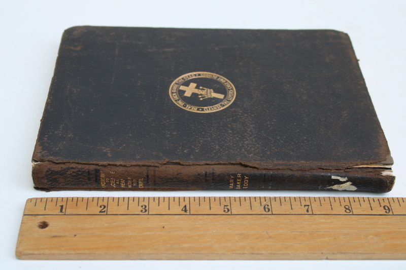 photo of 1916 Mary Baker Eddy black leather cover antique religious book Christian Science #7