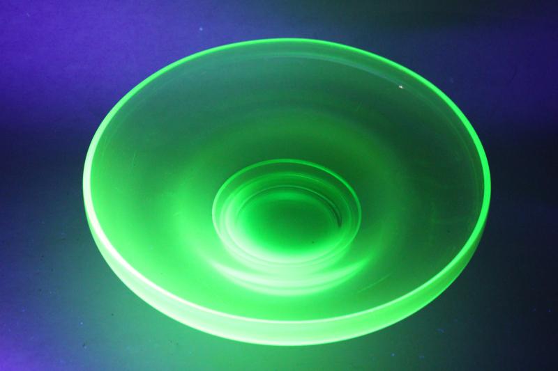 photo of 1920s 1930s vintage uranium glass, footed console bowl or large centerpiece #1