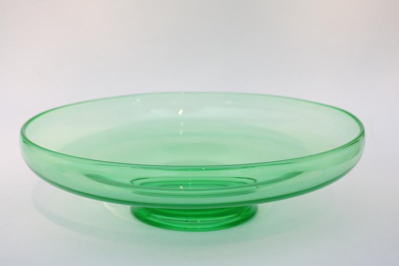 photo of 1920s 1930s vintage uranium glass, footed console bowl or large centerpiece #2