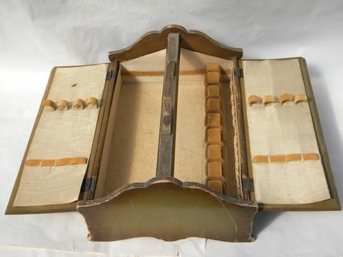 photo of 1920s - 30s arts & crafts style wood flatware case, vintage silverware box #3