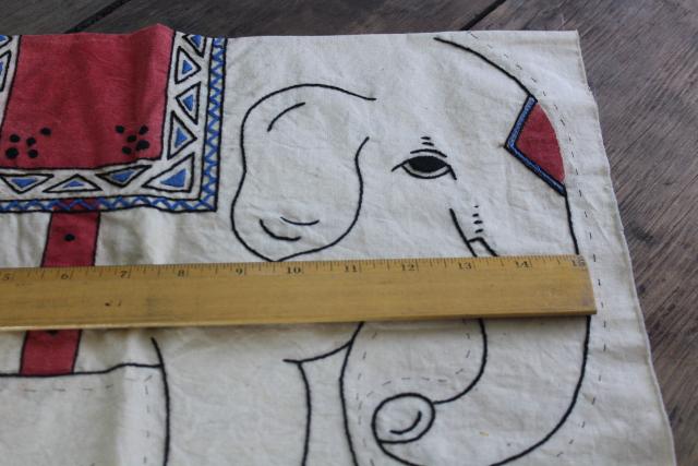 photo of 1920s 30s vintage Royal Society print cotton pillow to sew Indian elephant w/ embroidery #3