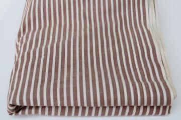 catalog photo of 1920s 30s vintage cotton work shirt shirting fabric, tan & white woven stripe