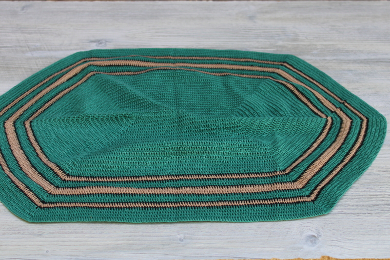 photo of 1920s 30s vintage crochet cotton table mat, art deco jade green & ecru tray cloth  #1