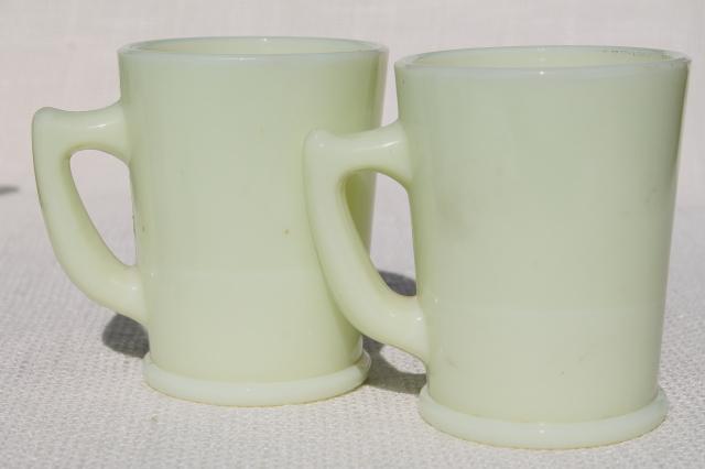 photo of 1920s 30s vintage custard glass punch cups, McKee seville yellow glass Tom & Jerry mugs #4