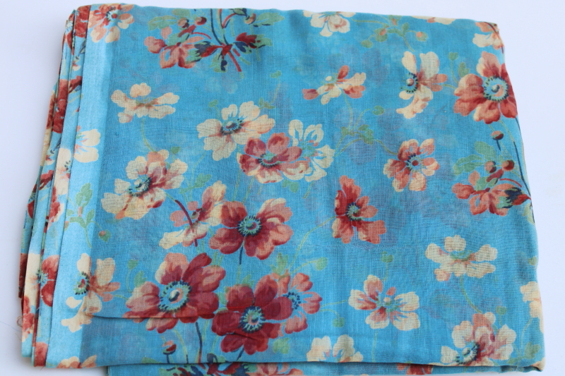 photo of 1920s 30s vintage floral print cotton voile, light soft semi sheer fabric #1