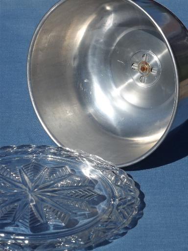 photo of 1920s 30s vintage glass cake plate w/ Connolly metal dome cake cover #5