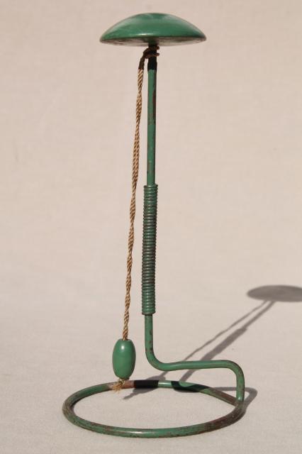 photo of 1920s 30s vintage hat stand or wig holder w/ original jadite green paint #1