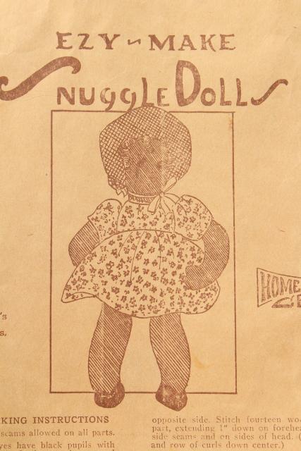 photo of 1920s 30s vintage rag doll kit to make black baby w/ pre-cut fabric for doll & dress #3