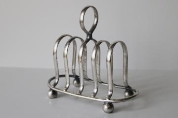 catalog photo of 1920s 30s vintage silver plated toast rack or letter holder, small stand w/ handle 