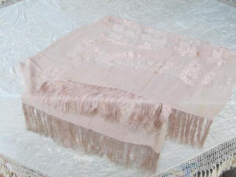 photo of 1920s art deco fringed rayon scarf & piano shawl, flapper vintage! #1