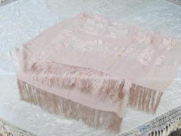 catalog photo of 1920s art deco fringed rayon scarf & piano shawl, flapper vintage!