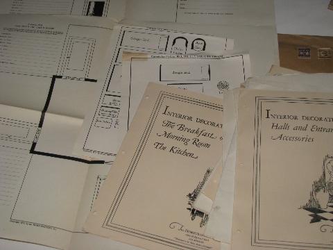 photo of 1920s interior architectural design set, scale map layouts for furniture & rooms #1