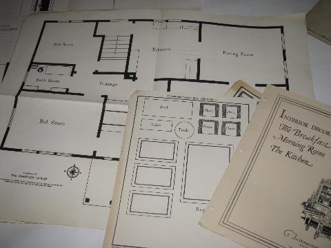 photo of 1920s interior architectural design set, scale map layouts for furniture & rooms #4