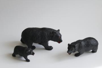 catalog photo of 1920s or 30s vintage Lineol Elastolin figures, family of three bears, black bear figurines