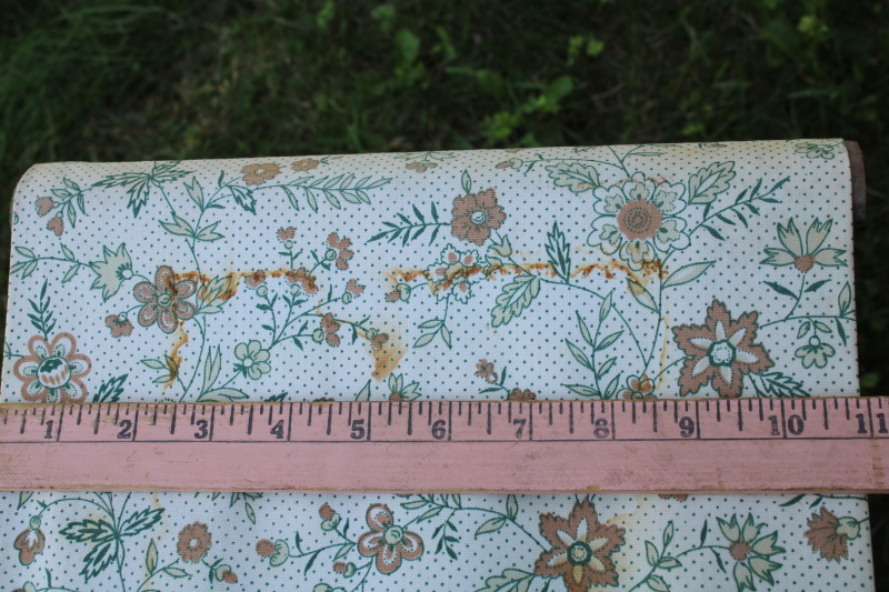 photo of 1920s or 30s vintage camp stool, green painted wood folding chair w/ flowered cloth seat  #2