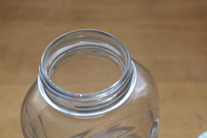 photo of 1920s or 30s vintage fruit jar or bottle, art deco shape w/ two part Presto lid #9