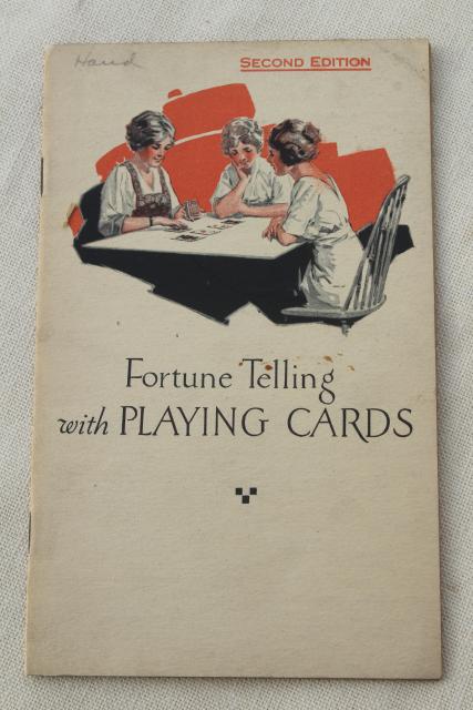 photo of 1920s playing card tricks & games booklets, parlor trick fortune telling house of cards  #4