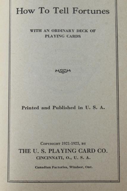 photo of 1920s playing card tricks & games booklets, parlor trick fortune telling house of cards  #5