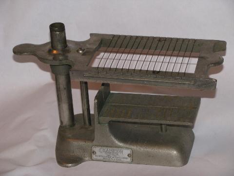 photo of 1920s vintage Champion butter pat cutter, heavy duty steel slicer, antique kitchen tool #2