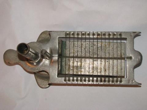 photo of 1920s vintage Champion butter pat cutter, heavy duty steel slicer, antique kitchen tool #3